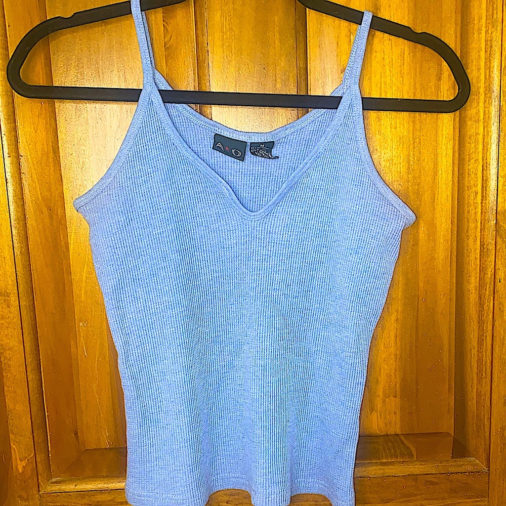 90s American Outpost Ribbed Blue Tank